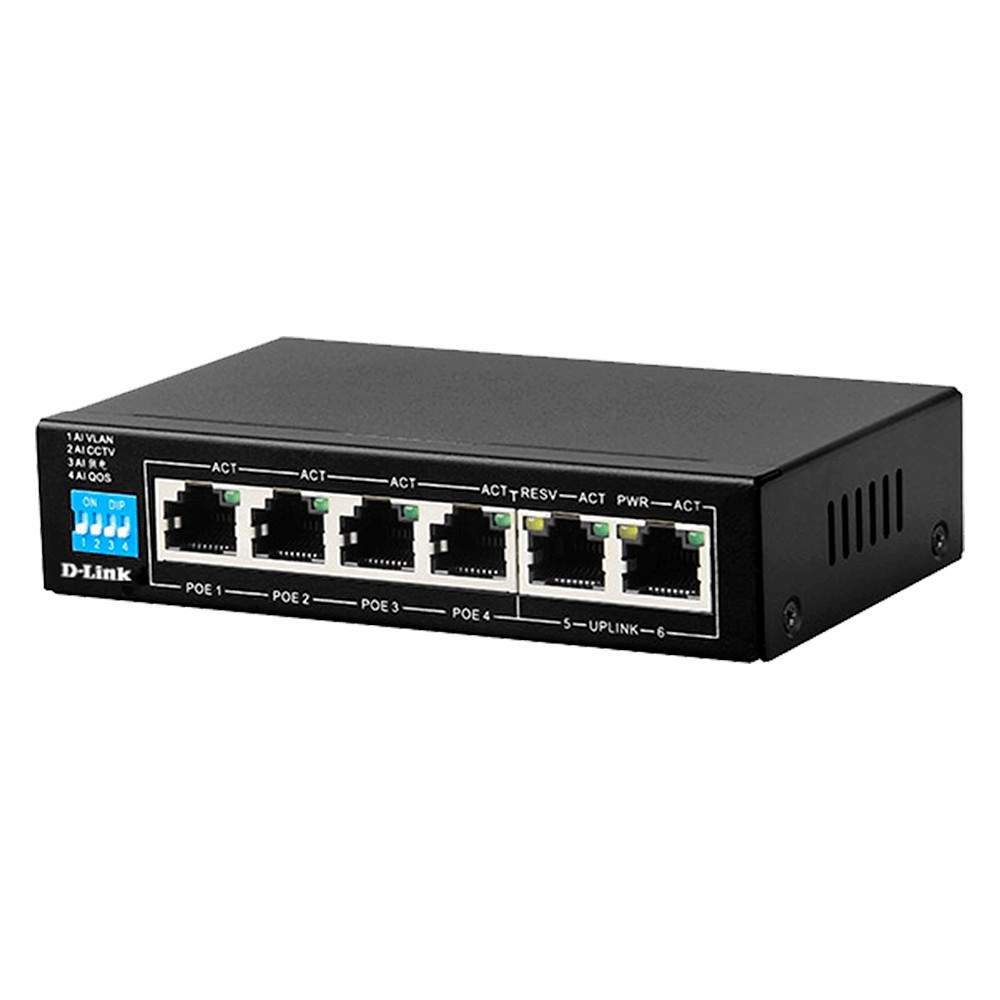 Switching Hub D-LINK (DES-F1006P-E) 4 Port POE + 2 Port Uplink (5 ...