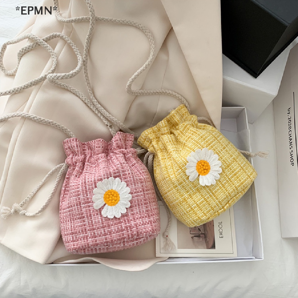 Epmn Small Shoulder Bags Women Drawstring Straw Beach Bags Sun