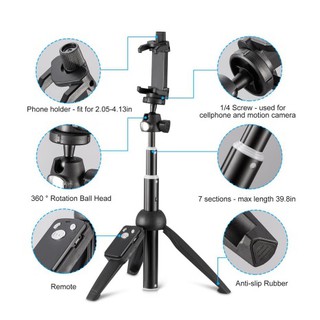 PP ไม้เซลฟี่ YUNTENG 992 Wireless Bluetooth Remote Handheld Monopod Mini Tripod Selfie Stick