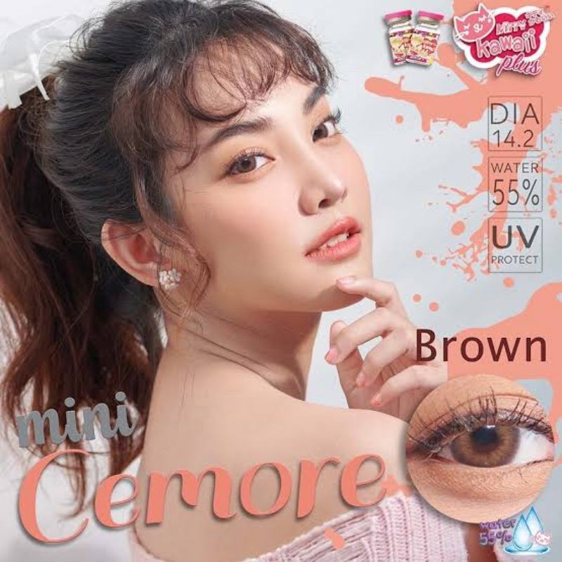 💖 Kitty Kawaii ๑ mini Cemore สายตา -00 ถึง -1000 brown gray Contactlens  บิ๊กอาย คอนแทคเลนส์ ราคาถูก แถมตลับฟรี.