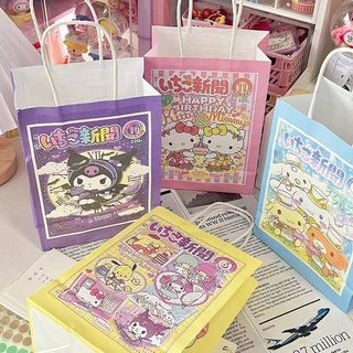 ถุงกระดาษใส่ขนม ลาย Sanrio mymelody Kuromi Cinnamoroll Pochacco พร้อมหูหิ้ว คุณภาพสูง