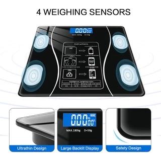 เครื่องชั่งน้ำหนักดิจิตอล อัจฉริยะ หน้าจอLCD 180 กก วัดไขมัน Bluetooth ตาชั่งดิจิดอล สามารถชาร์จโดย USB