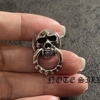 หมุดเงินแท้ ลายหัวกะโหลกคาบห่วง Skull Sterling Silver 925