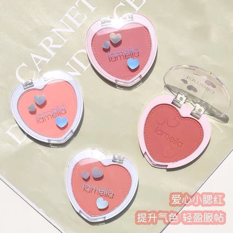 M064 ลาเมล่าบลัชออนหัวใจ บลัชออนโทนส้ม ส้มพีช ชมพูพีช เนื้อดี สีสวย thumbnail 8