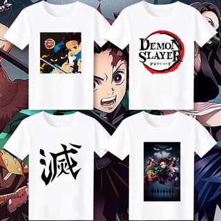 ชุดเซ็ต 2 ชิ้น เสื้อยืดเด็กผช เสื้อยืดพิมพ์ลาย Demon Slayer Manga สไตล์ญี่ปุ่นสําหรับผู้หญิง Tee