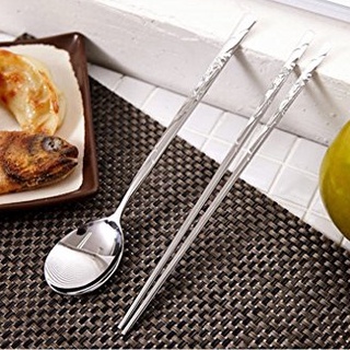 พร้อมส่ง​ 스푼과 젓가락 ชุดช้อนตะเกียบเกาหลี (สแตนเลส) Spoon and chopsticks(Stainless steel) 1 ชุด