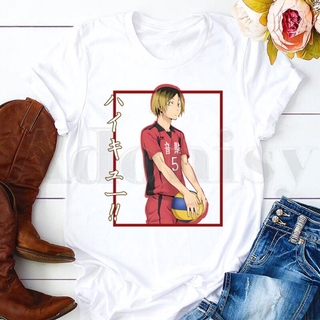 Kozume Kenma Haikyuu ! Nekoma เสื้อยืดแขนสั้นสไตล์วินเทจสําหรับผู้หญิงS-5XL