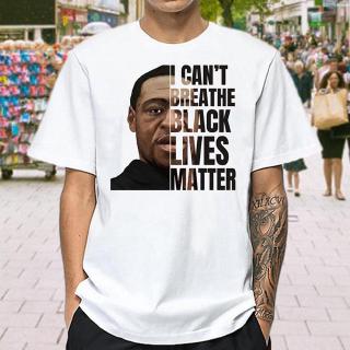 เสื้อยืดแขนสั้นพิมพ์ลาย i can  t/black lives แฟชั่นผู้ชาย