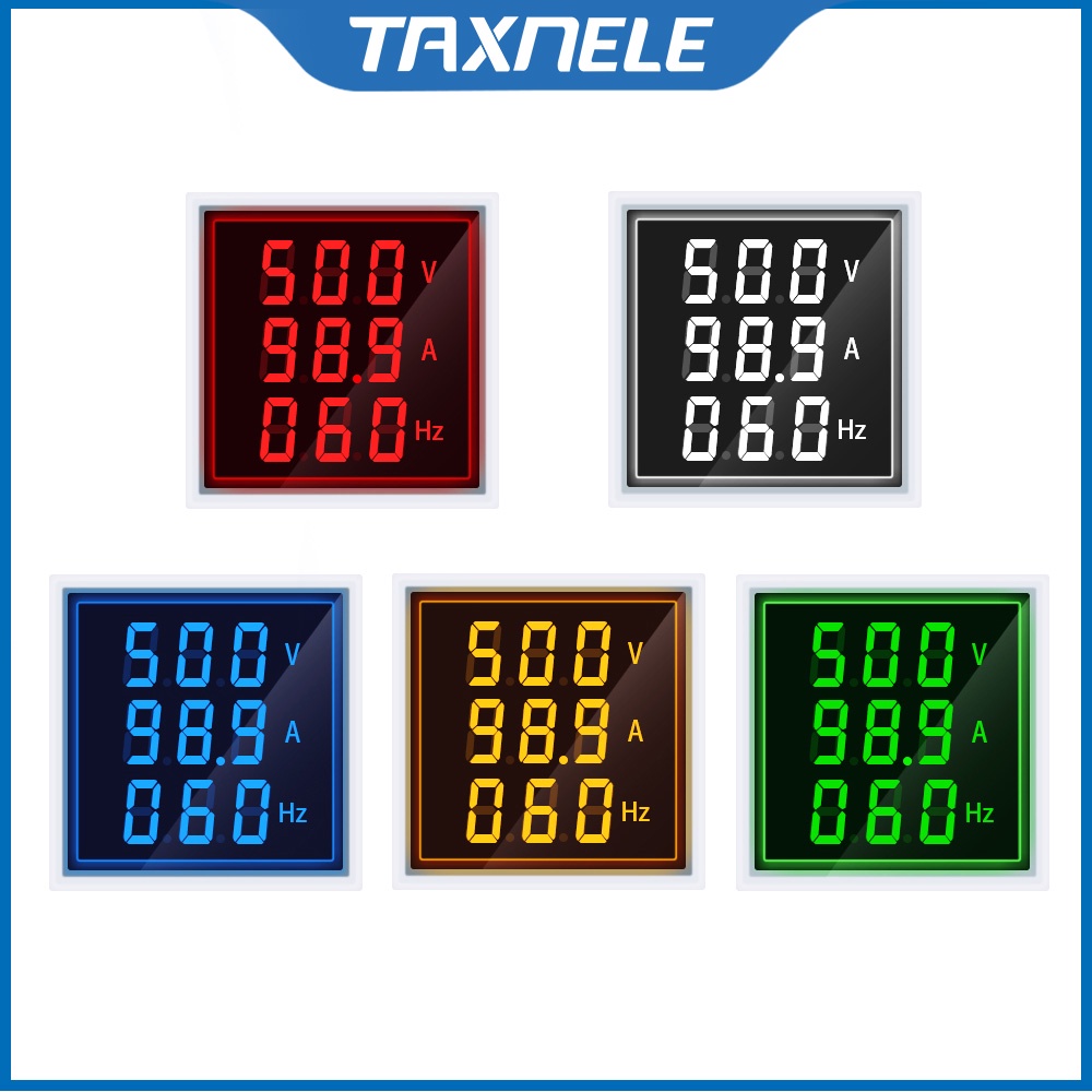 22 มม.AC 60-500V 1-100A LED โวลต์มิเตอร์แอมป์มิเตอร์ Hertz HZ สัญญาณไฟโวลต์ Amp เครื่องทดสอบเครื่องตรวจจับ