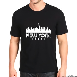 เสื้อยืดพิมพ์ลายกราฟฟิก New York City Skyline Ringer สไตล์ย้อนยุคสําหรับผู้ชาย