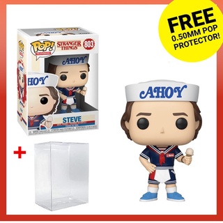 ฟิกเกอร์ Funko Pop Stranger Things - Steve with Hat &amp; Ice Cream 803 สําหรับตกแต่งบ้าน