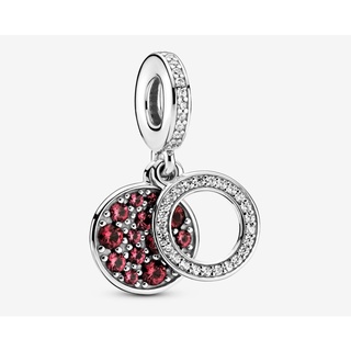 [พร้อมส่ง สินค้าแท้ 💯] Pandora Sparkling Red Disc Double Dangle Charm