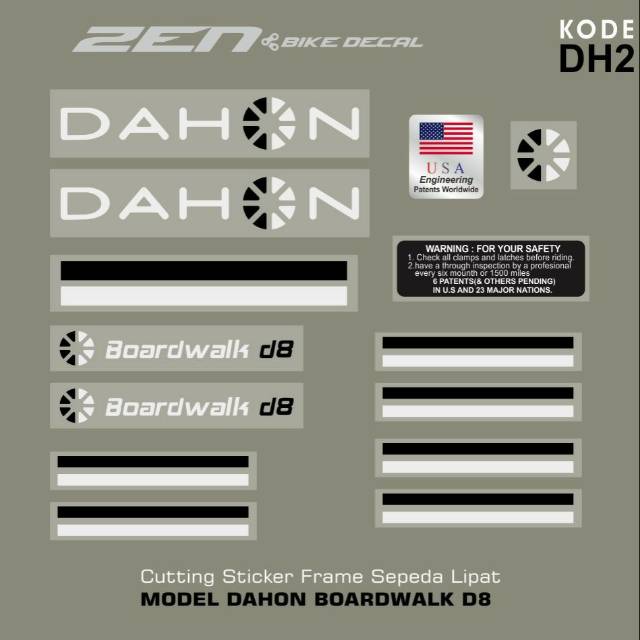 DAHON BOARDWALK D8 FOLDING BIKE FRAME STICKER