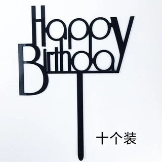 อะคริลิค 50 แบบ 10 ชิ้น / แพ็ค ​ป้ายปักหน้าเค้กวันเกิด ทรงกลม รูปตัวอักษร Happy Birthday น่ารัก สําหรับตกแต่งเค้ก ขนมหวาน ปาร์ตี้วันเกิด