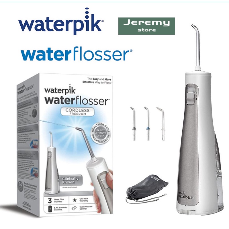 Waterpik WF-03 - เครื่องชลประทานในช่องปาก ไร้สาย ADA ใช้แบตเตอรี่ และพกพาได้ สําหรับการเดินทางและบ้าน