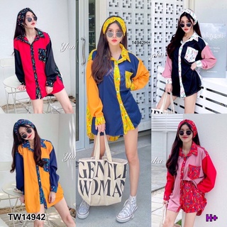 ♥️💕ชุดเที่ยว Set 3 ชิ้น เสื้อเชิ้ตแขนยาว กระดุมหน้า มาคู่กับกางเกงขาสั้น เอวยางยืด มีกระเป๋าล้วงข้าง