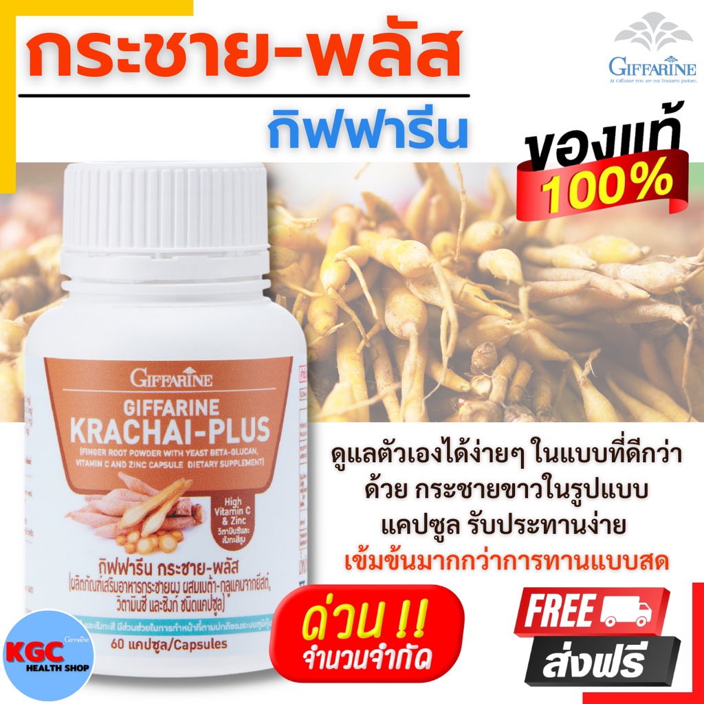 💯 ของแท้ 💥 จัดส่งฟรี กิฟฟารีน อาหารเสริม กระชายแคปซูล กระชายขาวสกัด กระชายยขาว 60แคปซูล kachai giffarine 🛒 ร้านKGC