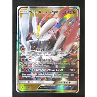 White Kyurem GX Card 48/70 ไวท์คิวเรม Pokemon Card Gold Flash Light (Glossy) ภาษาอังกฤษ