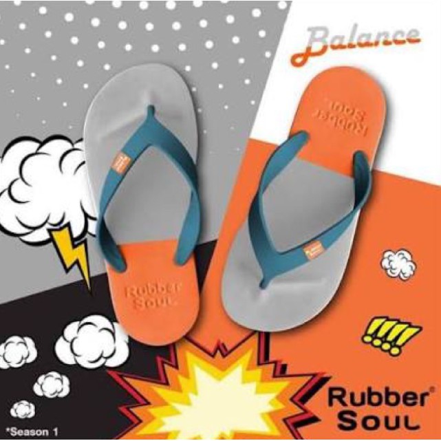 Rubber Soul รองเท้าแตะหนีบ สีเทา-ส้ม