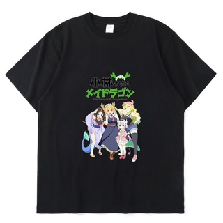 เสื้อผ้าผชอะนิเมะ Miss Kobayashi &amp;#39; s Dragon Maid Send Friends เสื้อยืดลําลอง ผ้าฝ้าย แขนสั้น ทรงหลวม พิมพ์ลายการ์ตูน