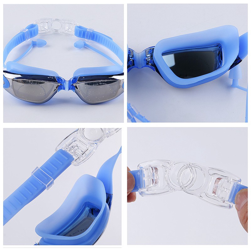 แว่นตาว่ายน้ําซิลิโคน สายตาสั้น แบบมืออาชีพ ป้องกันหมอก หรือ แว่นตาว่ายน้ํา UV แบบใส พร้อมที่อุดหู LL006 - รูปที่ 3