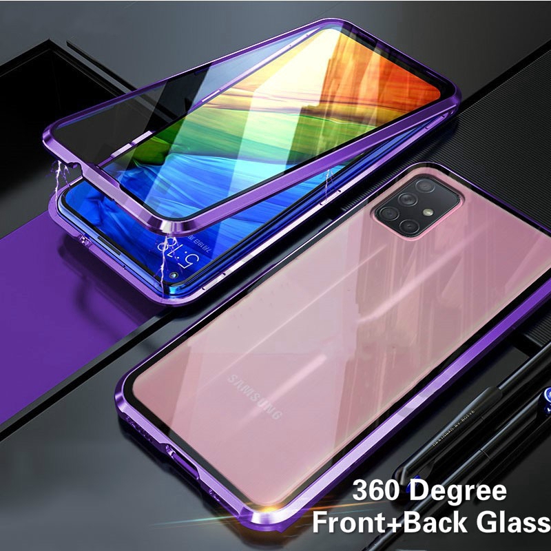 เคสโทรศัพท์มือถือ ประกบสองด้าน แบบแม่เหล็ก ปกป้องแบบเต็ม 360 องศา สำหรับ Samsung A51 A71
