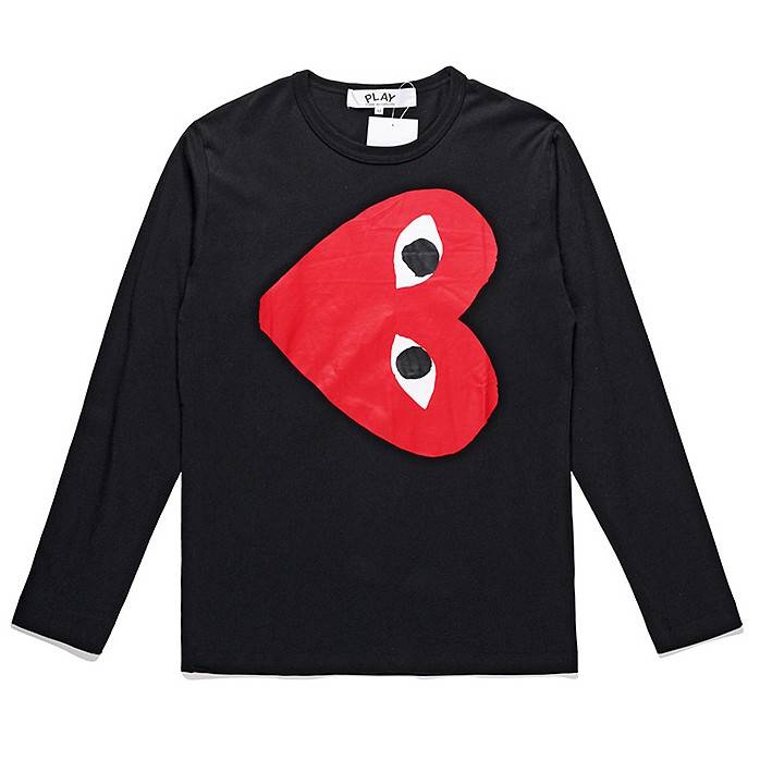 เสื้อยืดแขนยาวใหม่ PLAY COMME DES GARCONS สำหรับทั้งผู้ชายและผู้หญิง สวมใส่ง่าย