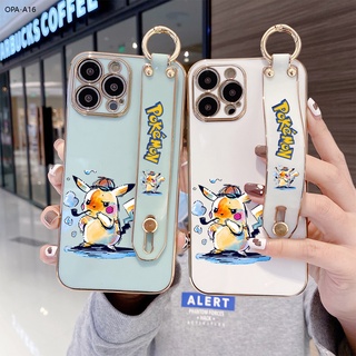 OPPO A16 A16K A16E A54 A73 A93 A94 A95 A76 A36 A83 2020 4G เคสออปโป้ สำหรับ Case Pikachu Wrist Strap TPU เคส เคสโทรศัพท์ เคสมือถือ