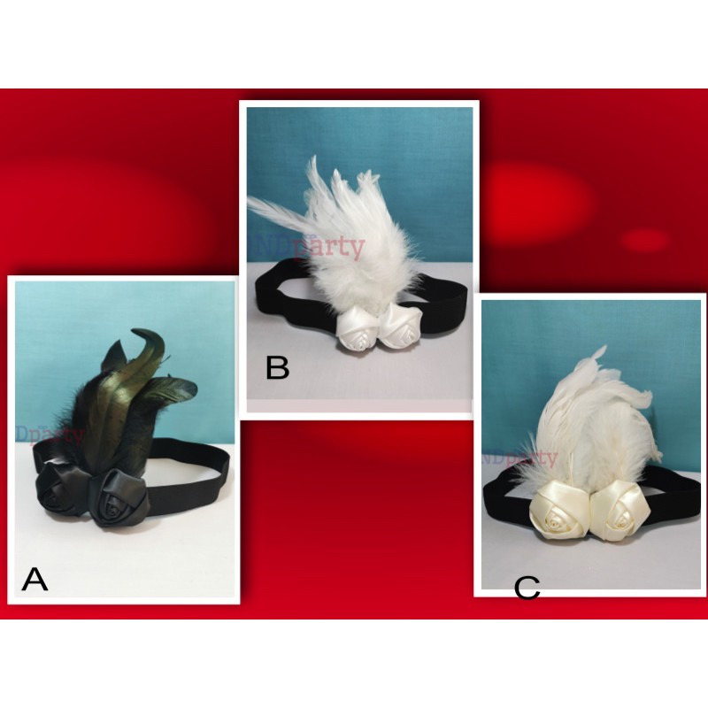 [DND Party] 1920s Ladies Gatsby Headpiece Feather Flapper Vintage , คอสเพลย์ , อาหารค่ําและเต้นรํา ,