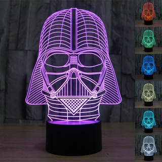 โคมไฟตั้งโต๊ะอะคริลิค LED ไล่โทนสี Darth Vader 7 สี สําหรับตกแต่งบ้าน