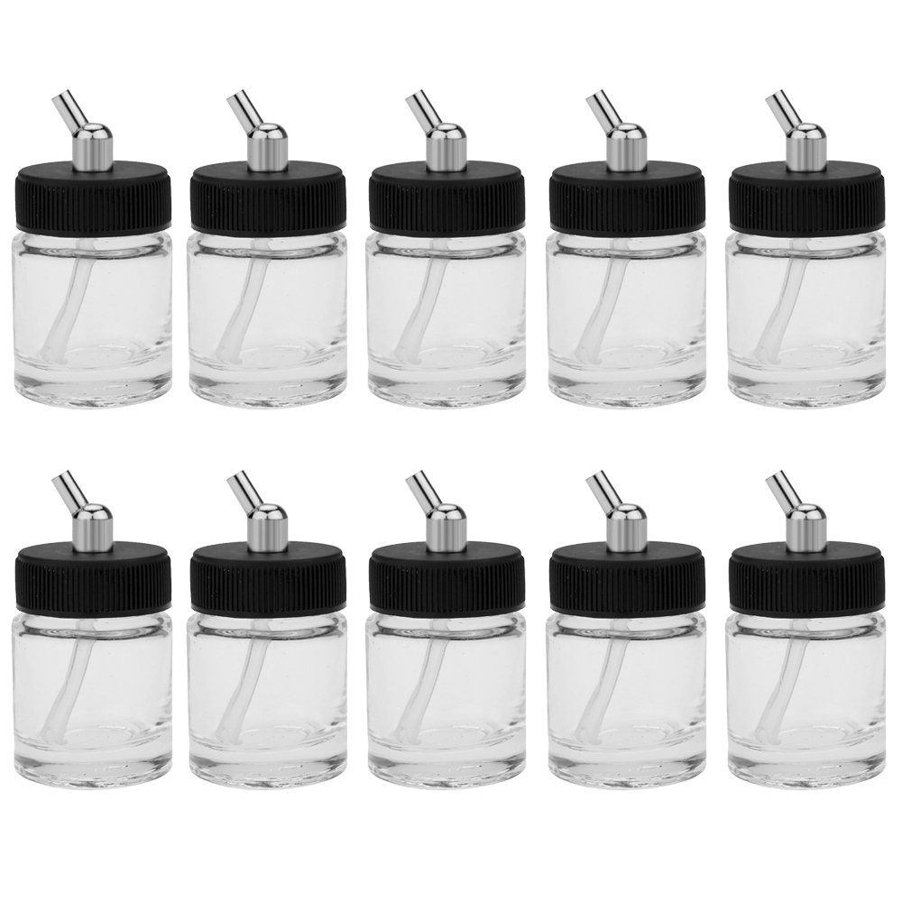 10ชิ้น22ซีซี แก้ว แอร์บรัช หม้อขวดที่มี30มุมอะแดปเตอร์ฝาประกอบ แอร์บรัช จิตรกรรมขวดคอนเทนเนอร์สเปรย์ปืนสี ไห