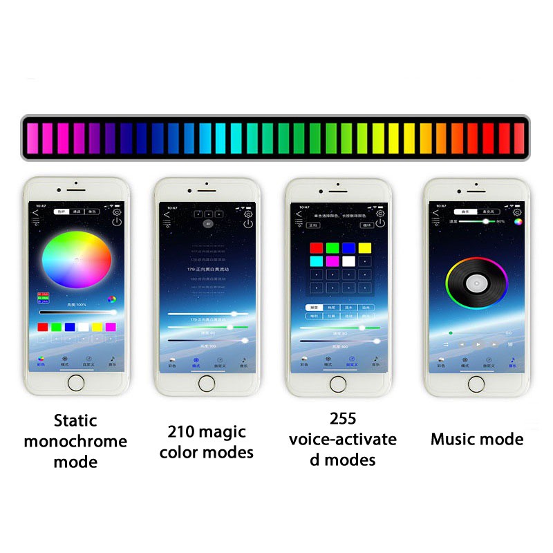 APP Bluetooth Creative Sound Control Ambient Light RGB Voice-Activated ...