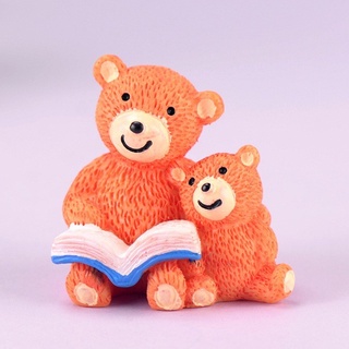 ตุ๊กตาจิ๋ว  หมีแม่ลูกนักอ่าน  ตกแต่งสวนถาด แต่งสวนจิ๋ว แต่งเค้กแต่งบ้าน DIYได้ด้วยตัวคุณเอง*ราคาต่อชิ้น