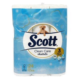 กระดาษชำระ SCOTT CLEAN CARE BABY POWDER 24 ชิ้น/แพ็ค TOILET PAPER SCOTT CLEAN CARE PACK24