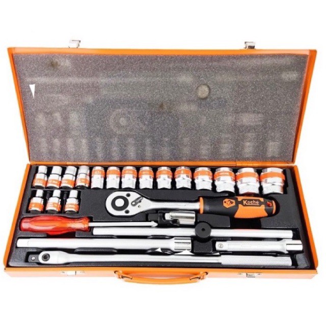 ชุดบล็อก ยี่ห้อ Koche 25 ชิ้น 4 หุน มี 6 เหลี่ยม และ 12 เหลี่ยม ให้เลือก