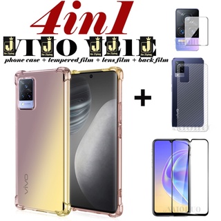 4-in-1 Xiaomi Redmi A1 Plus 10 9 9A 9C 9T Note 11 10 10s 9 9S 8 Pro Max 9D กระจกนิรภัยเต็มจอ ป้องกันซิลิโคน TPU เคสนิ่ม ฟิล์มเลนส์ ฟิล์มคาร์บอนไฟเบอร์ ด้านหลัง