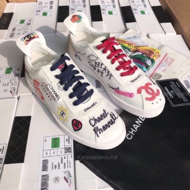 CHANEL X PHARRELL WILLIAMS LIMITED EDITION SS19 GRAFFITI SNEAKERS