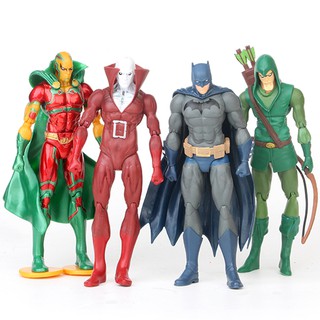 ตุ๊กตาฟิกเกอร์ Batman Green Arrow DC Comics Deadman Mr Miracle ของเล่นสําหรับเด็ก 4 ชิ้น