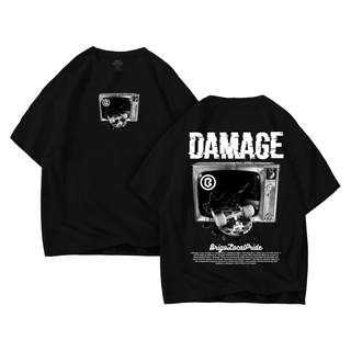 เสื้อยืดผู้ เสื้อยืด โอเวอร์ไซซ์ ลาย DAMAGE DAMAGE DAMAGE DAMAGE สําหรับผู้ชาย และผู้หญิง S-5XL