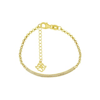 SILVER THAI Gold Plated Silver Bend Bracelet with Cubic Zirconia สร้อยแขนเงินชุบด้วยทองตรงกลางเรียงเม็ดเพชรcz