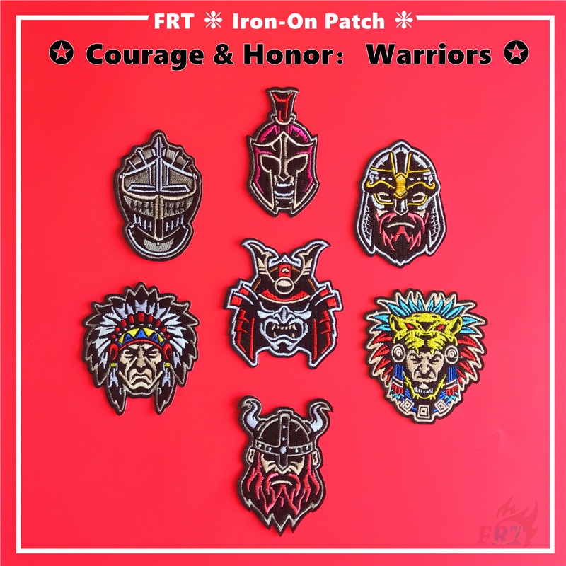 Courage & Honor:Warriors Iron-On Patch แผ่นแพทช์เหล็ก Diy สําหรับใช้ในการเย็บปักตกแต่งเสื้อผ้า 1ชิ้น