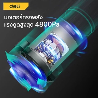 Deli เครื่องดูดฝุ่น เครื่องดูดฝุ่นในรถ ขนาดเล็กกะทัดรัด แรงดูดสูง 4800pa HEPA Vacuum Cleaner