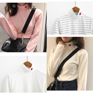 SALE‼️[พร้อมส่ง🐰] RED HEART TURTLE NECK SHIRT❤️