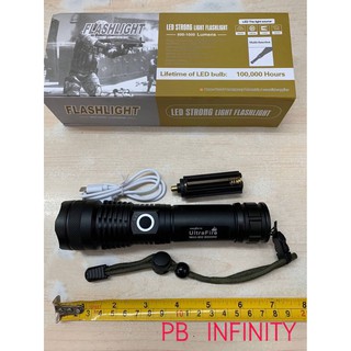 ไฟฉาย แรงสูง ซูมได้ Flashlight Torch Lamp 4 in 1 set-สีดำ