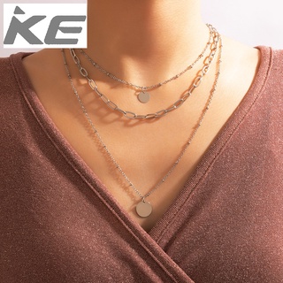 jewelry simple temperament round disc sequin necklace multi-clavicle chain women for girls for