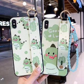 Wristband dinosaur OPPO Reno4 Reno5 Reno 2F 2 3 4 5 F11 Pro F9 F5 F1S K3 คสมือถือ Cartoon Soft TPU Case เคสป้องกัน