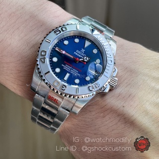 Seikomod Yacht Master Power Blue หน้าปัดใหม่ล่าสุด ขอบแพลตตินั่ม