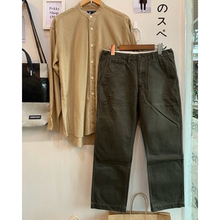 Used Uniqlo Regular Fit Chino Flat Front Pants กางเกงผ้าชิโนสีเขียวขี้ม้า