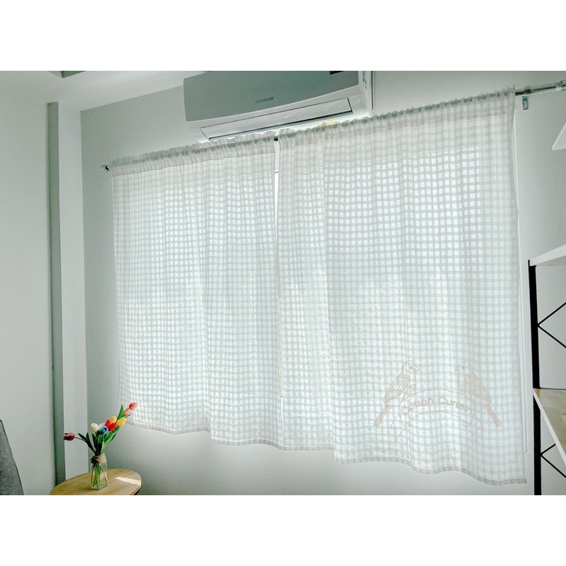 แนะนำ ผ้าม่าน ผ้าม่านผ้าฝ้าย ผ้าม่านสไตล์มินิมอล กว้าง110สูง130cm ผ้าม่านหน้าต่าง ผ้าม่านลายตาราง  ผ้าม่านวินเทจ ราคาพิเศษ มีเก็บเงินปลายทาง