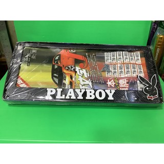 กรอบป้ายทะเบียนรถยนต์ลายPLAYBOYพื้นเคฟล่า(คู่)